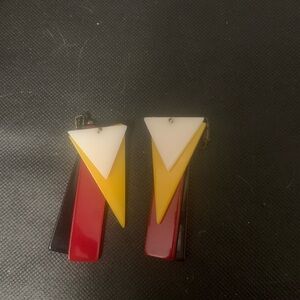 Vintage Bakelite Geometric Tri-Color Earrings